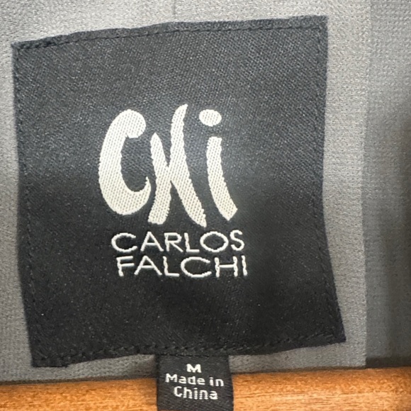 Carlos Falchi Y2K Gray Genuine Leather Suede Tie Front Jacket Laser Cut Size M - Picture 5 of 8